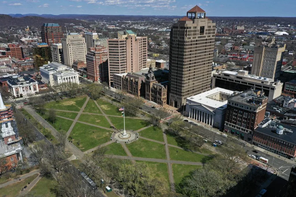 New Haven, CT green and downtown rooftops New Haven, CT green and downtown rooftops